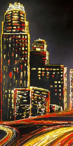 Lively city by night