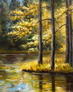Fall landscape by the water