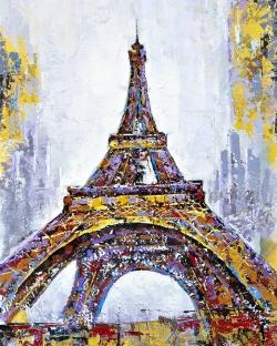 Abstract paint splash eiffel tower
