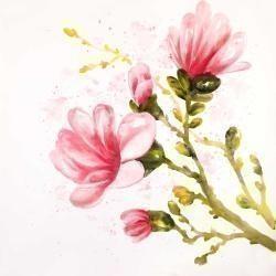 Watercolor magnolia flowers