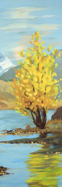 Yellow tree and reflection