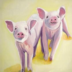 Two smiling pigs