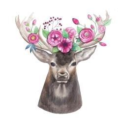 Deer head with flowers