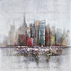 Cityscape with typography in relief