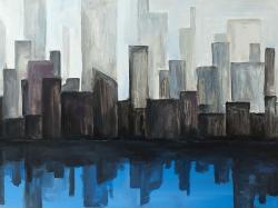 View of a blue city