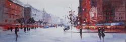 Black and red street scene