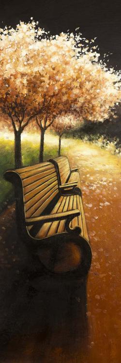 Park bench on a fall day