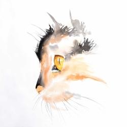 Profil d'un chat à l'aquarelle