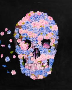 Skull of flowers in flight
