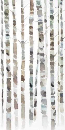Watercolor birch tree forest