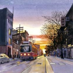 Coucher de soleil une rue torontoise