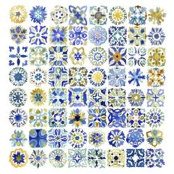 Watercolor traditional moroccan tiles