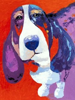 Abstract colorful basset dog