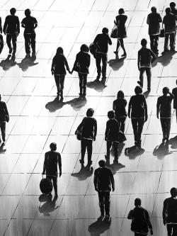 Silhouettes of people on the street