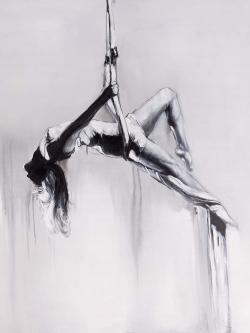 Dancer on aerial contortion
