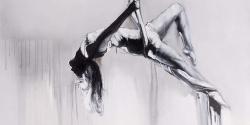 Dancer on aerial contortion