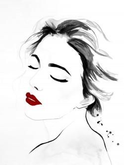 Portrait de dame sereine en noir