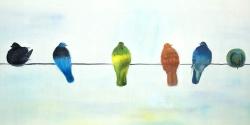 Perched abstract birds