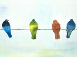 Perched abstract birds
