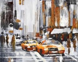 Abstract citystreet with yellow taxis