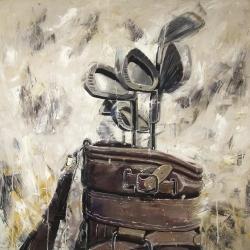 Vintage sticks and golf bag