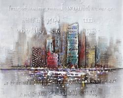 Cityscape with typography in relief