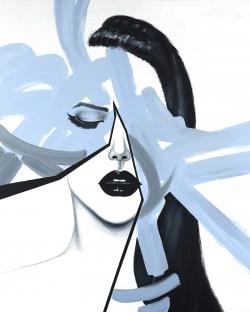 Abstract blue woman portrait
