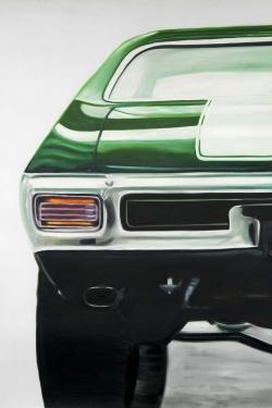 Classic dark green car