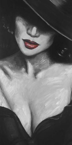 Mysterious red lips lady