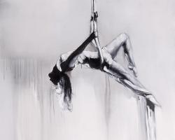 Dancer on aerial contortion