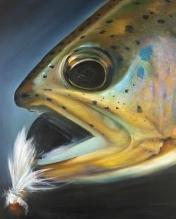 Golden trout with fly fishing flie