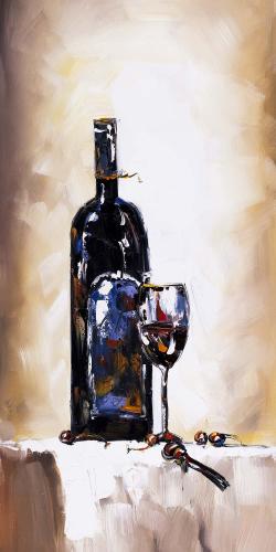 Bottle and a glass of red wine