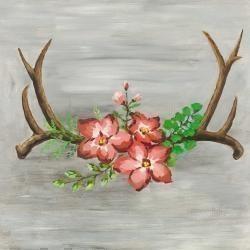 Deer horns and pink flowers