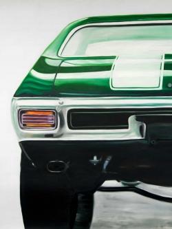 Classic dark green car