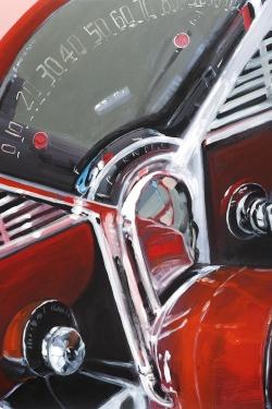 Vintage red car dashboard