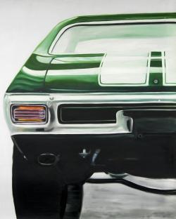 Classic dark green car
