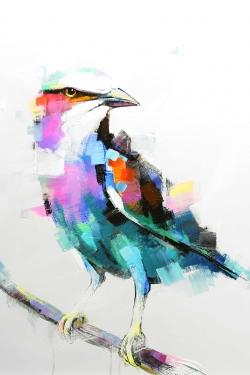 Colorful abstract bird on a branch
