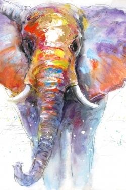 Colorful walking elephant