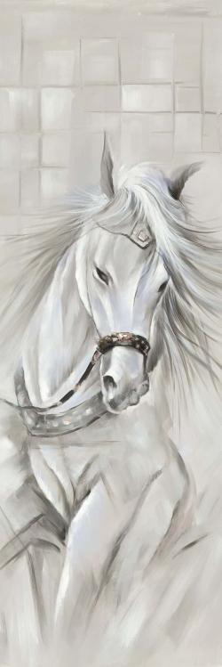 White horse with his mane in the wind