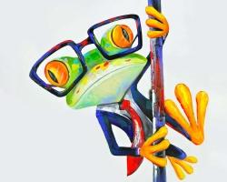 Funny frog with glasses