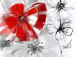Red & gray flowers