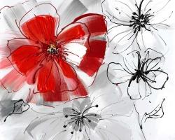 Red & gray flowers