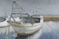 Bateau de pêche bleu