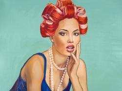 Pin up girl with curlers