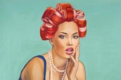 Pin up girl with curlers