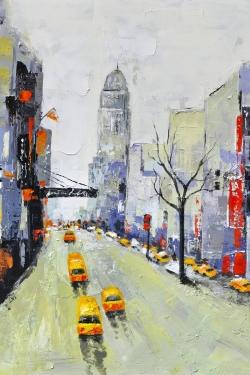 Gray street with yellow and red accents