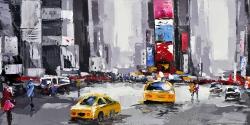Abstract street with yellow taxis
