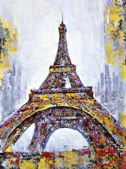 Abstract paint splash eiffel tower