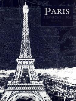 Paris blue print and eiffel tower