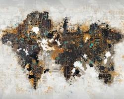 Abstract world map with typography